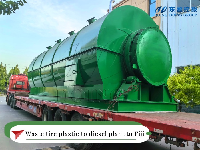 Shipping picture of waste tire plastic pyrolysis distillation machines to Fiji