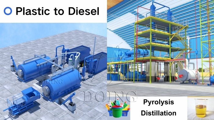 Convert plastic to diesel pyrolysis distillation machine