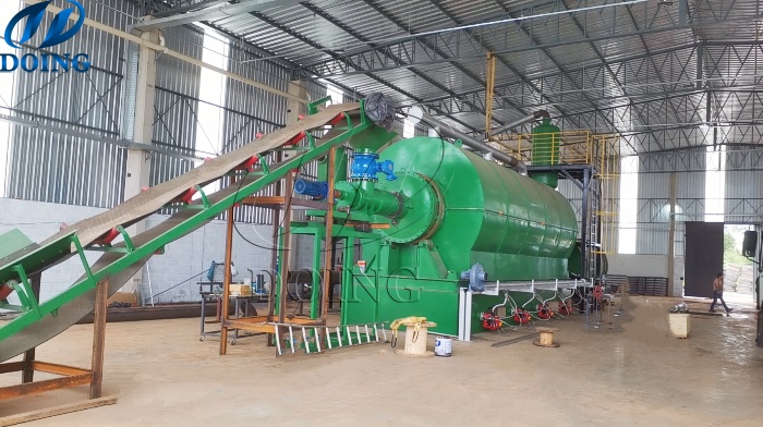 Semi-continuous used tire pyrolysis system installed in Brazil